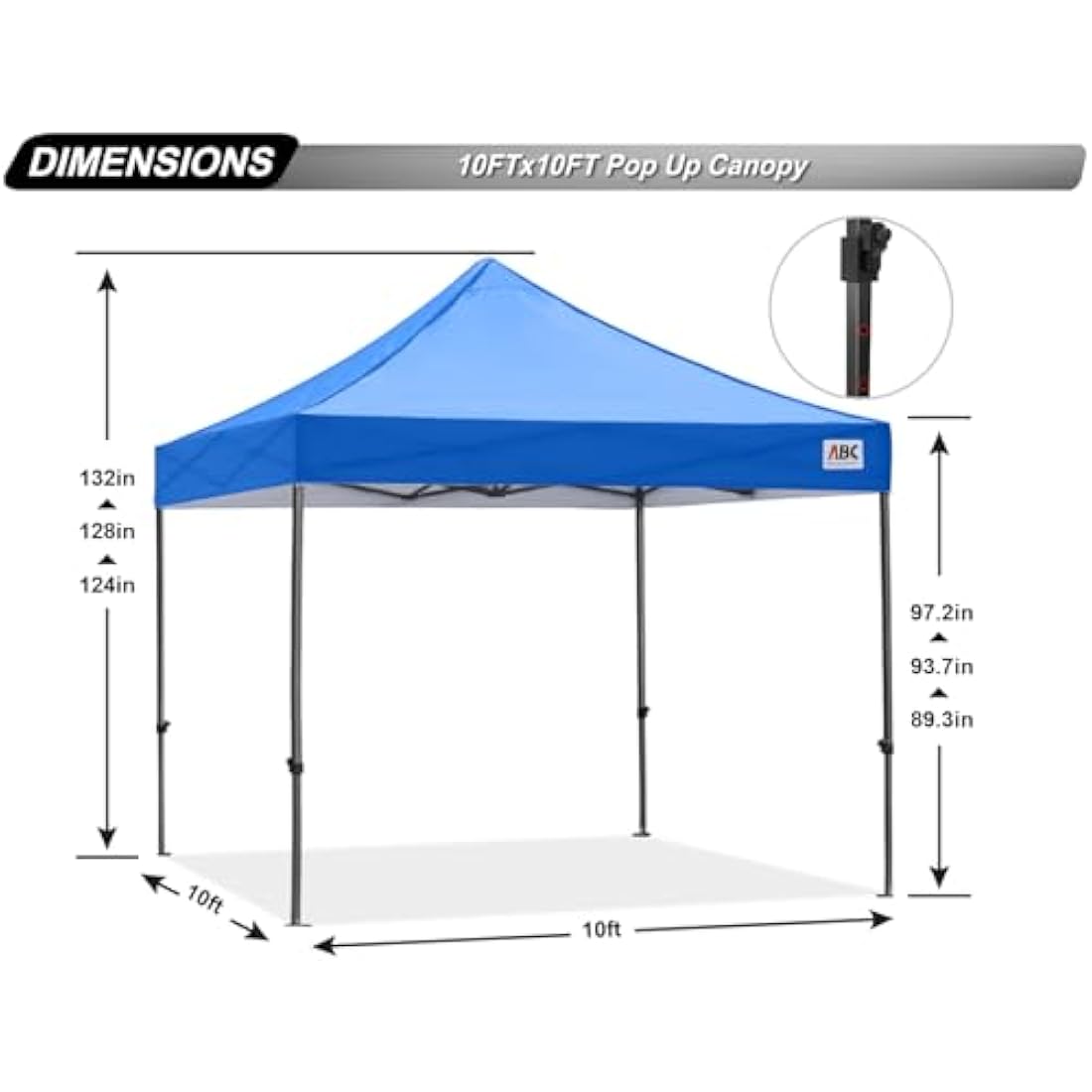 ABCCANOPY 3x3M Fully Waterproof Pop Up Gazebo With Upgraded Roller Bag, 4 Weight Bags, Stakes and Ropes(Blue)