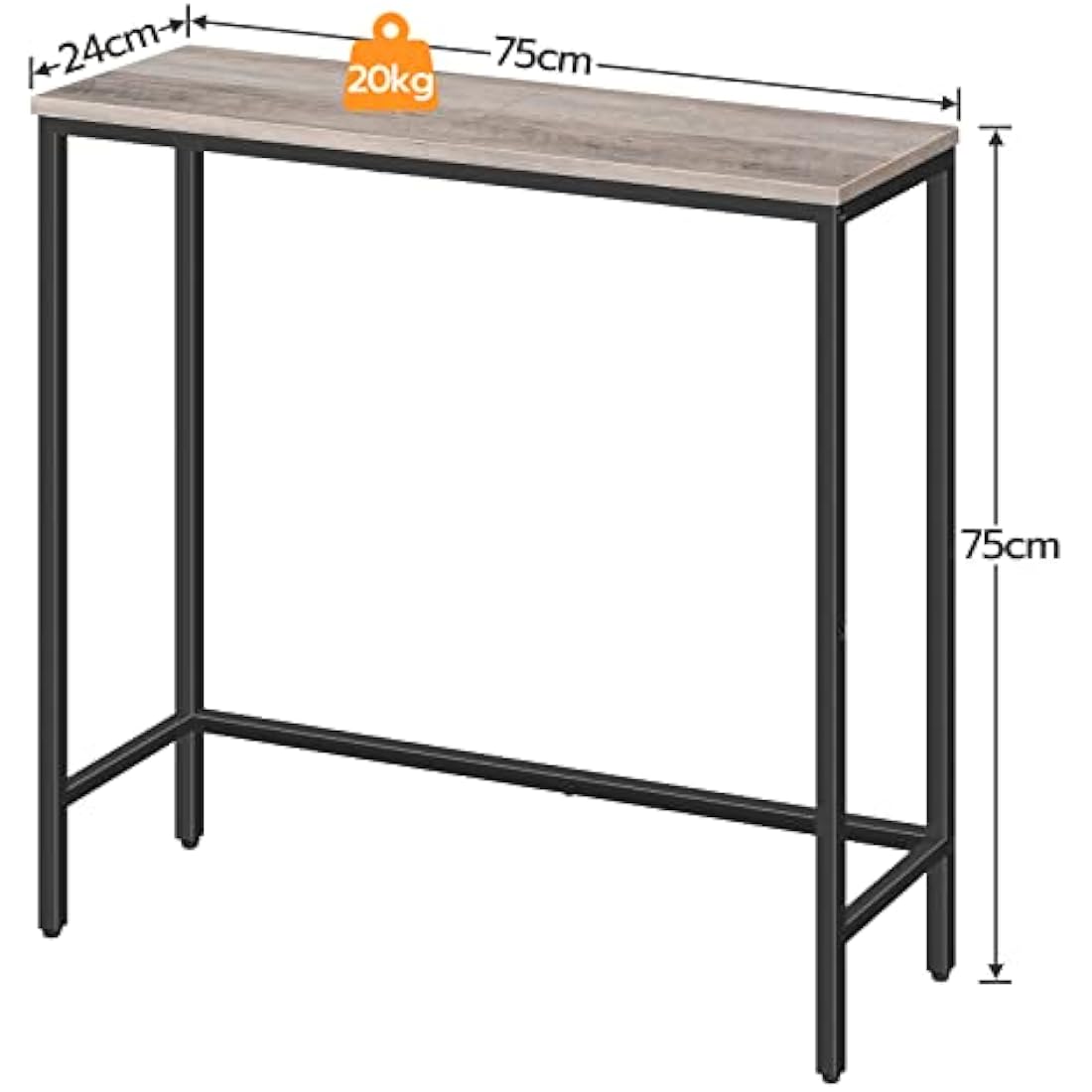HOOBRO Slim Console Table for Hallway, Metal Frame, Compact Display Sofa Table for Small Spaces, Entryway, Living Room, Sturdy, Greige and Black EBG75XG01