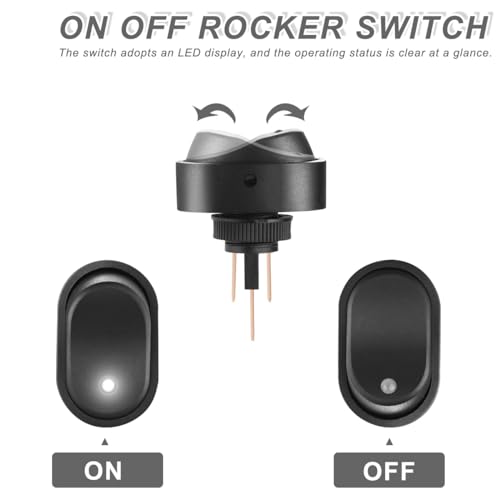 DAOKAI LED Lighted Rocker Switch 12V 30A SPST 3 Pin ON Off Toggle Switch Illuminated Red Lighted Oval Shaped Switch for Automotive Truck RV Boats - 5pcs