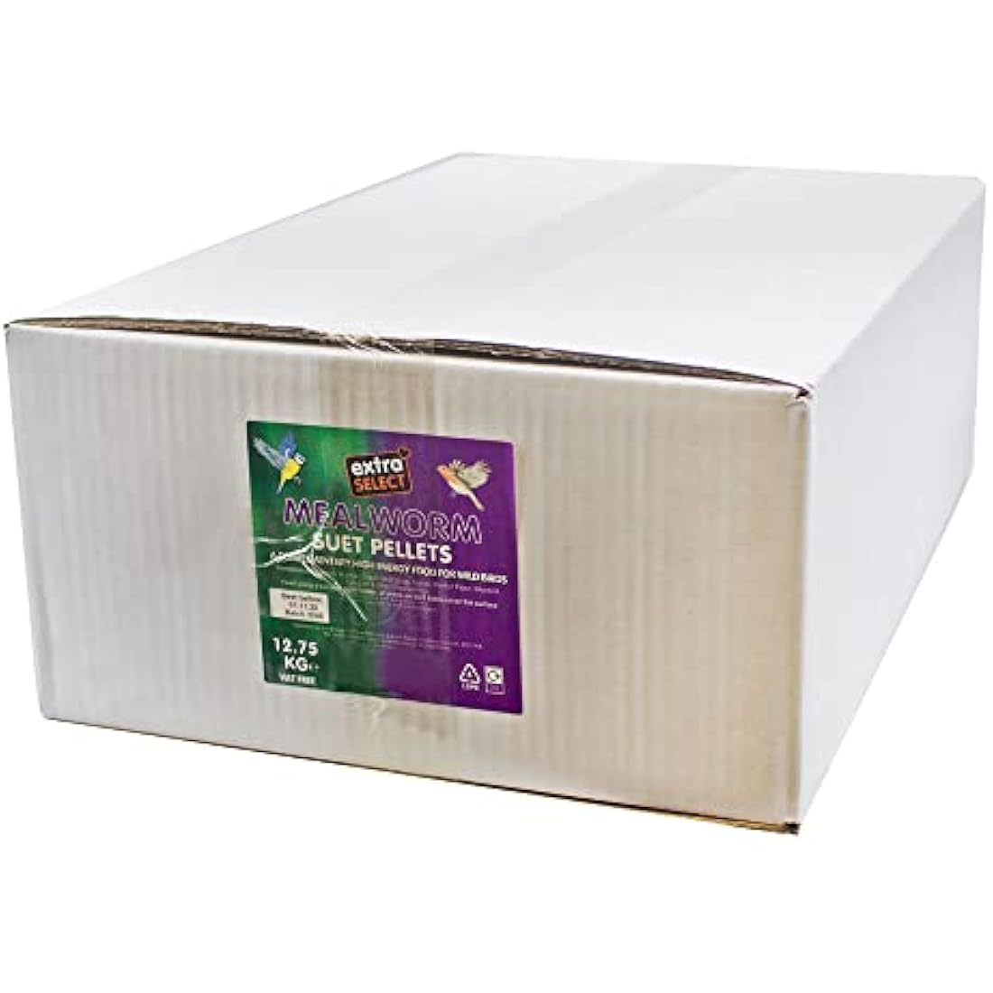 Extra Select Mealworm High Energy Suet Pellets Wild Bird Food - Protein, Fat Rich Year-Round Feeding - 12.75 kg Bulk Box