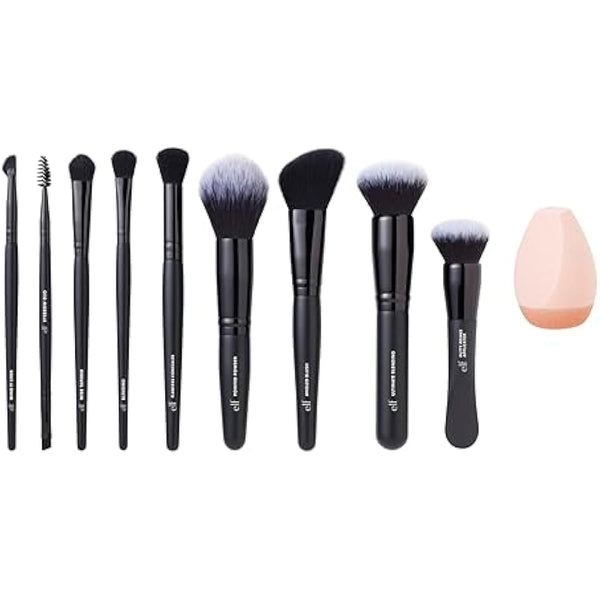 e.l.f. Ten Out Of Ten Brush Set, 10 Piece Brush Kit, Brushes For Face Makeup, Eyes, Brows & More, Made With Synthetic Bristles, Vegan & Cruelty-Free