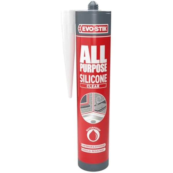 EVO-STIK All Purpose Clear Silicone Sealant – Shower and Bathroom Sealant, Anti Mould, Waterproof, Suitable for Interior and Exterior Use, 280ml