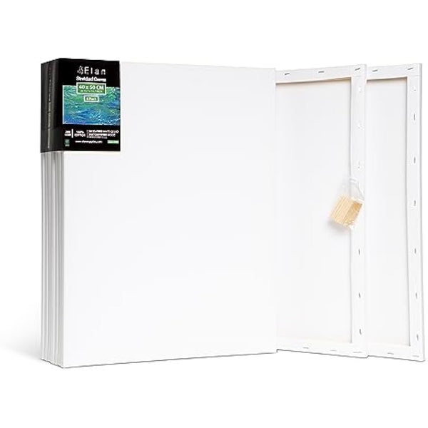 Elan Stretched Canvases 40x50 CM, 6-Pack Art Canvases for Painting 280 GSM, Triple Primed Stretched Canvas for Painting, Blank Canvas 40x50 CM