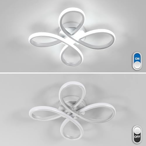 Dorlink Ceiling Lights, Silver Flower Ceiling Light 30W, Creative Flower Shape Chandeliers Ceiling Light for Living Room, Semi Flush Ceiling Lamp for Bedroom, Kitchen, 6500K Cool White