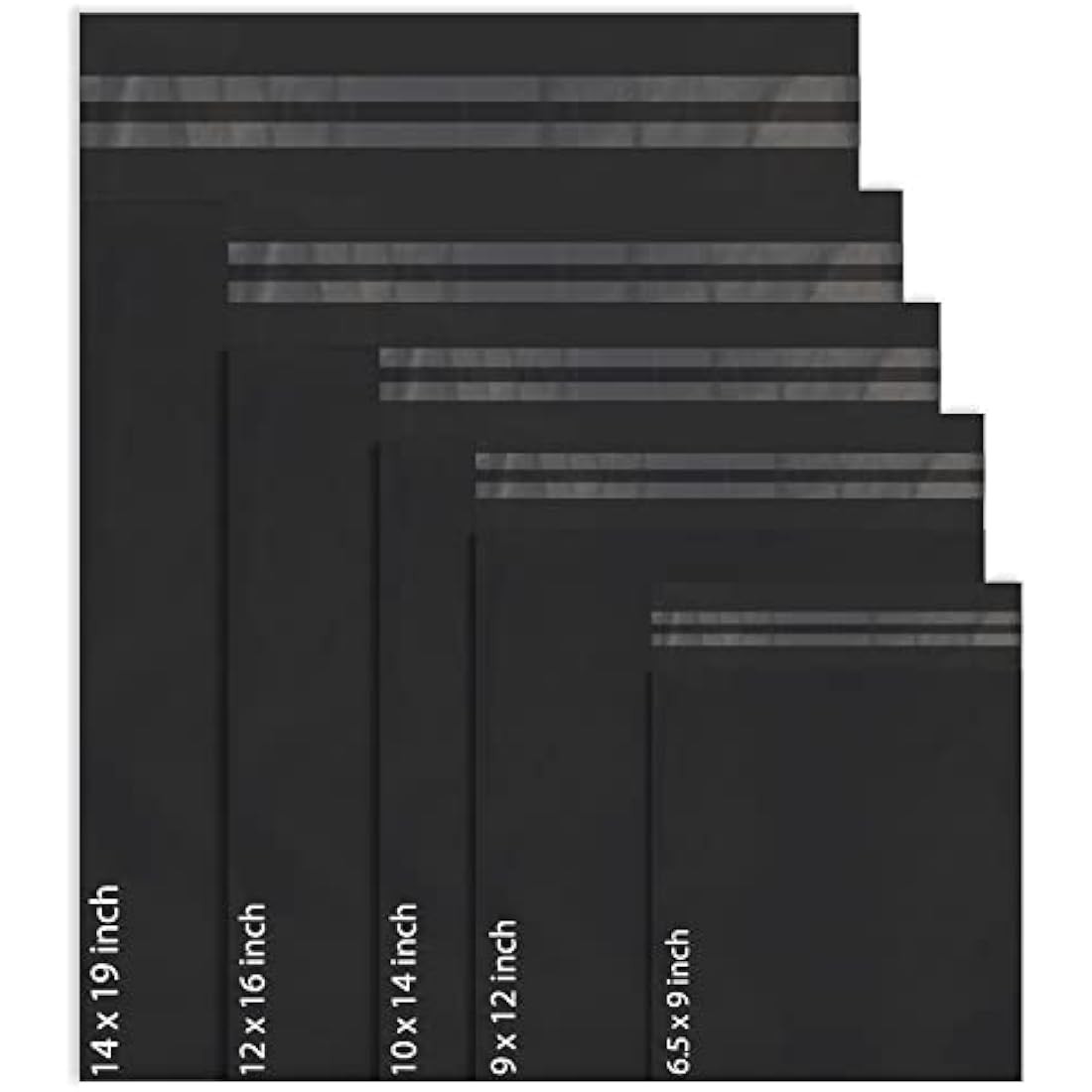 50 Mixed Mailing Poly Postal Self Seal Bags 5 Sizes 10 from Each Red Ember Small to Large Mailing Bags Postage Packaging Assorted Mailers Posting Shipping Post Parcels Package Bags (Black)