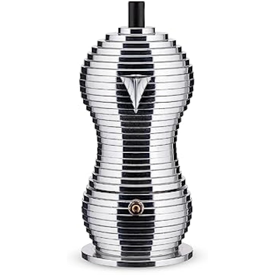 Alessi MDL02/6 B Cast Aluminium Espresso Coffee Maker with a Polyamide Handle & Knob, Aluminium, black, 6 Cups