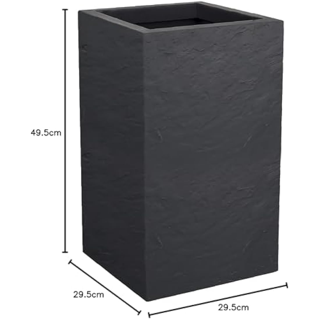 EDA Tall Square Planter, Anthracite Grey, 29,5 x 29,5 x 49,5 cm