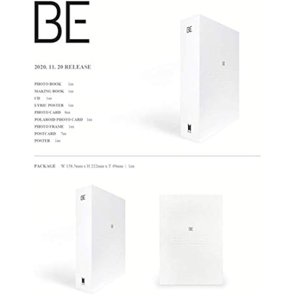 BTS BE Deluxe Edition Limited Album Preorder CD+Poster on Pack+Photobook+Making Book+Lyric Poster+Photocard+Polaroid Photocard+Photo Frame+Postcard+(Extra BTS 6 Photocards+1 Double-Sided Photocard)