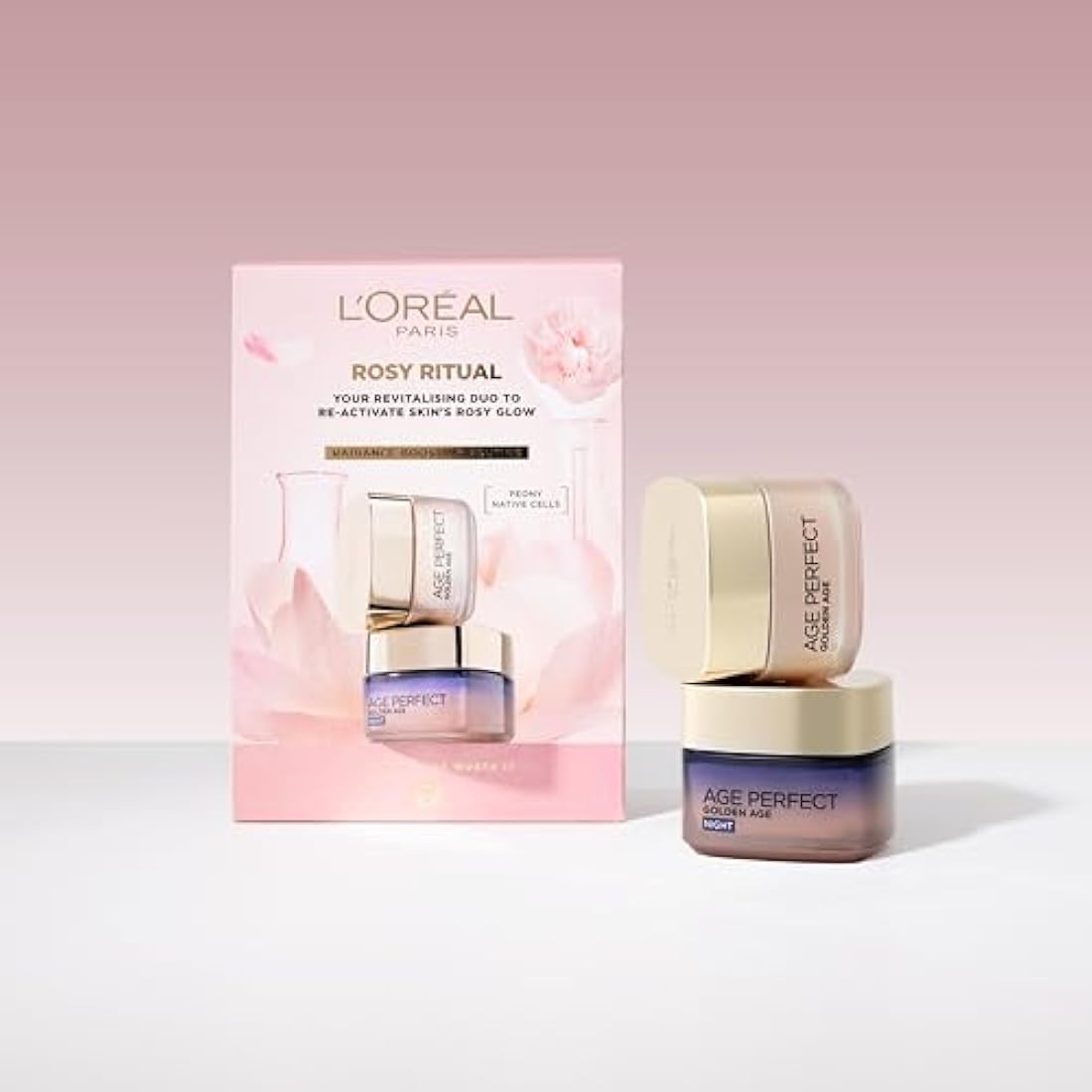 L'Oréal Paris Rosy Ritual Gift Set - Age Perfect Golden Age Rosy Re-Fortifying Day Cream 50ml, Cooling Night Cream 50ml & Complimentary Eye Mask