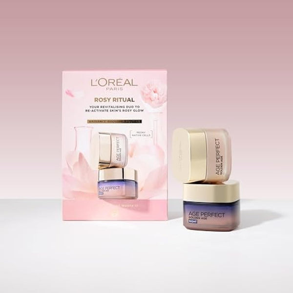 L'Oréal Paris Rosy Ritual Gift Set - Age Perfect Golden Age Rosy Re-Fortifying Day Cream 50ml, Cooling Night Cream 50ml & Complimentary Eye Mask