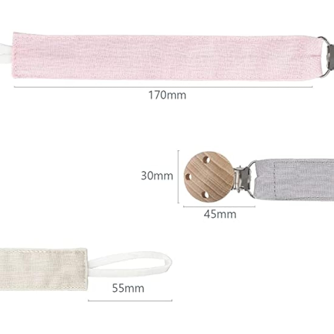 RUBY 3-Piece Dummy Chain Fabric Set, Cotton Dummy Chain for Girls and boy, Dummy Chains with Beech Wood Clip