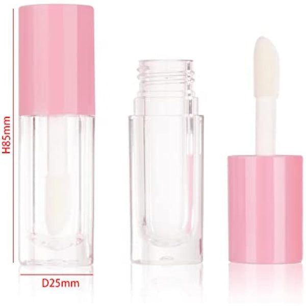 COSIDEA 30pcs Pink Empty 6ml 0.2oz Lip Gloss Tubes with Big Doe Foot Wand，Round Lipgloss Containers，Concealer Tube Cosmetic Packing Container Bulk Wholesale