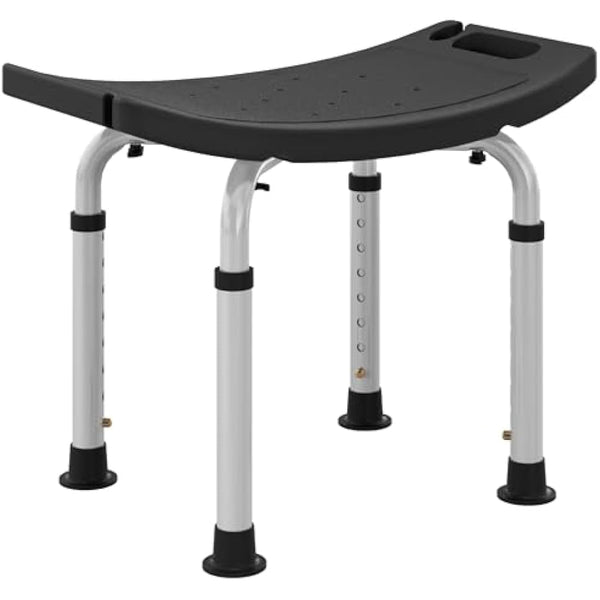 HOMCOM Height Adjustable Shower Stool, Aluminium Shower Chair, Non-Slip Bath Stool for Elderly, Disabled, Seniors, Pregnant, Black