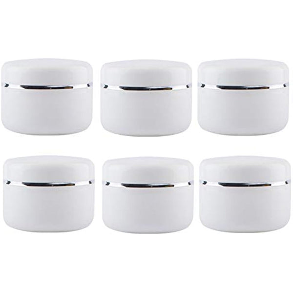 100ML White Plastic Cosmetic Jars Slime Jars Storage Cosmetic Containers Pots Jars with Screw on Lids and Liners for Lotions Creams and Body Scrub- 6 Pack