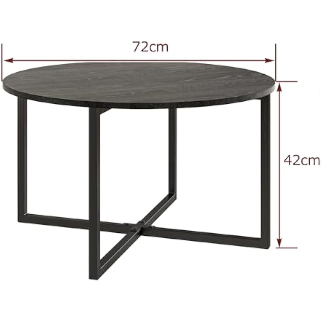HOJINLINERO Round Coffee Table Tea Table End Table Sofa Table for Living Room with Metal Legs,Cocktail Table with Wood Look Accent Furniture,Easy To Assemble,Black