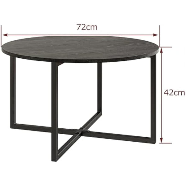 HOJINLINERO Round Coffee Table Tea Table End Table Sofa Table for Living Room with Metal Legs,Cocktail Table with Wood Look Accent Furniture,Easy To Assemble,Black
