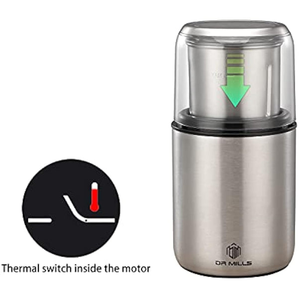 DR MILLS DM-7452 Electric Dried Spice and Coffee Grinder, Grinder and Chopper,Detachable Cup, Dishwasher Safe, Blade & Cup Made with SUS304 Stainless Steel