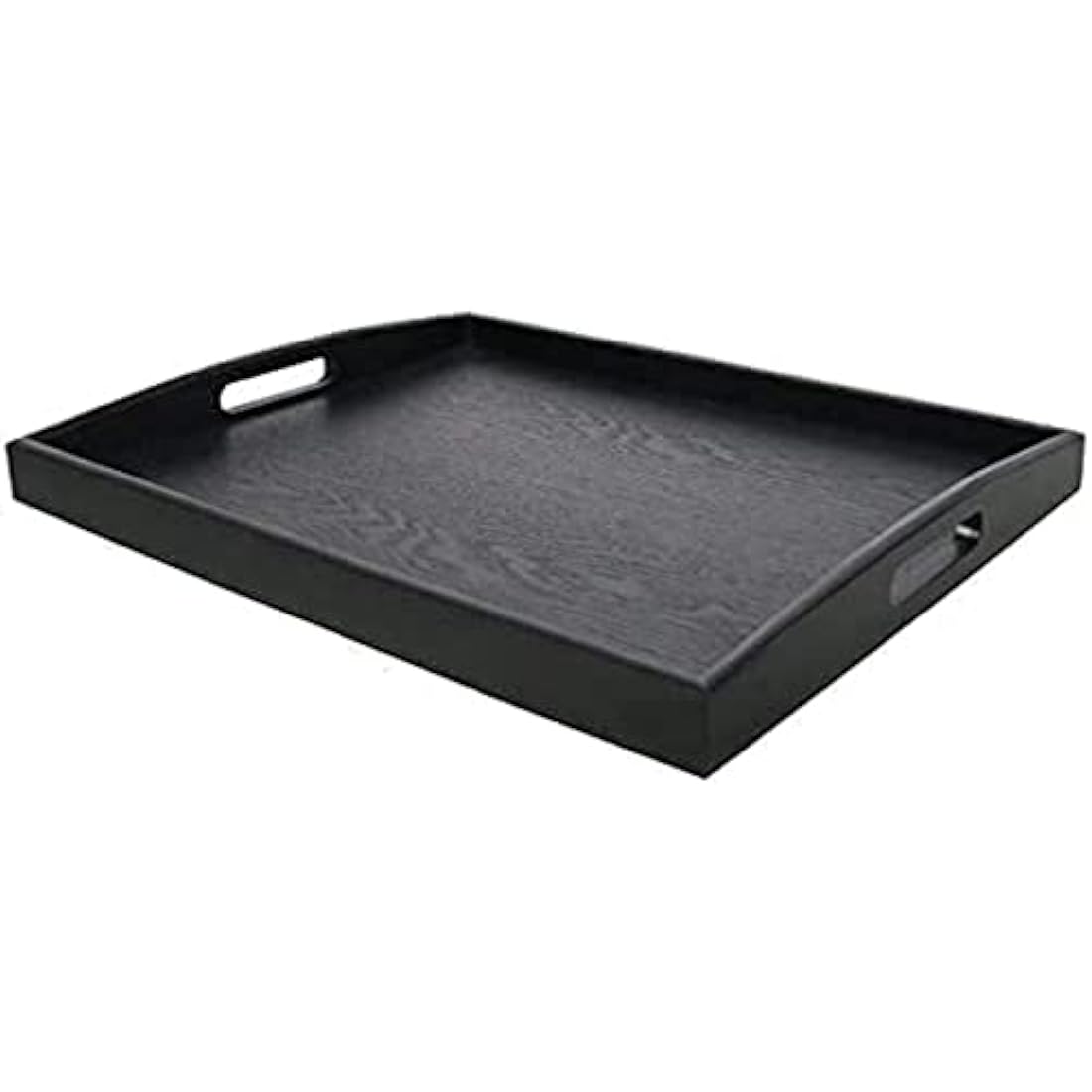 Dudoplatz Large Rectangular Wooden Serving Tray with Large Black Wooden Handle (45x35 cm)