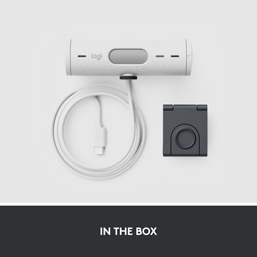 Logitech Brio 500 Full HD Webcam with Auto Light Correction, show Mode, Dual Noise Reduction Mics, Webcam Privacy Cover, Works with Microsoft Teams, Google Meet, Zoom, USB-C Cable, Streaming - White