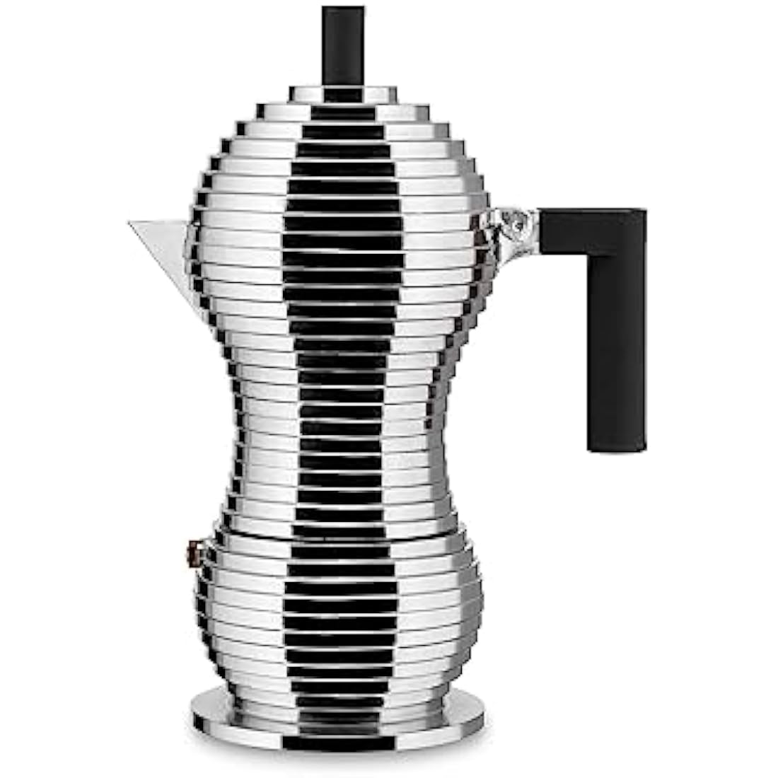 Alessi MDL02/6 B Cast Aluminium Espresso Coffee Maker with a Polyamide Handle & Knob, Aluminium, black, 6 Cups