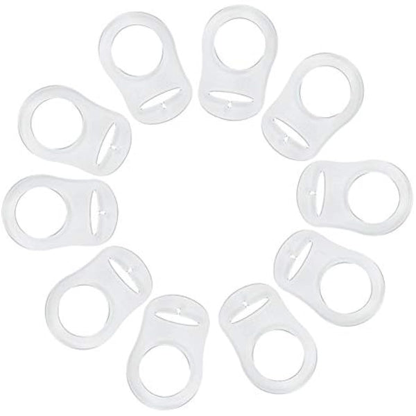 10Pcs Baby Dummy Pacifier Holder Clip Ring Button Style Pacifier Adapter Soft Silicone Baby Pacifier Clips Holders Dummy Clips Adapter(Clear)