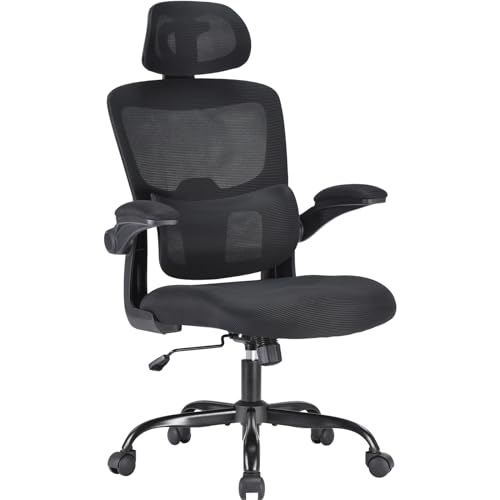 Farini Office Desk Chair with Flip-Up Armrest, High Back Ergonomic Computer Chair with Adjustable Headrest and Lumbar Support for Home and Office