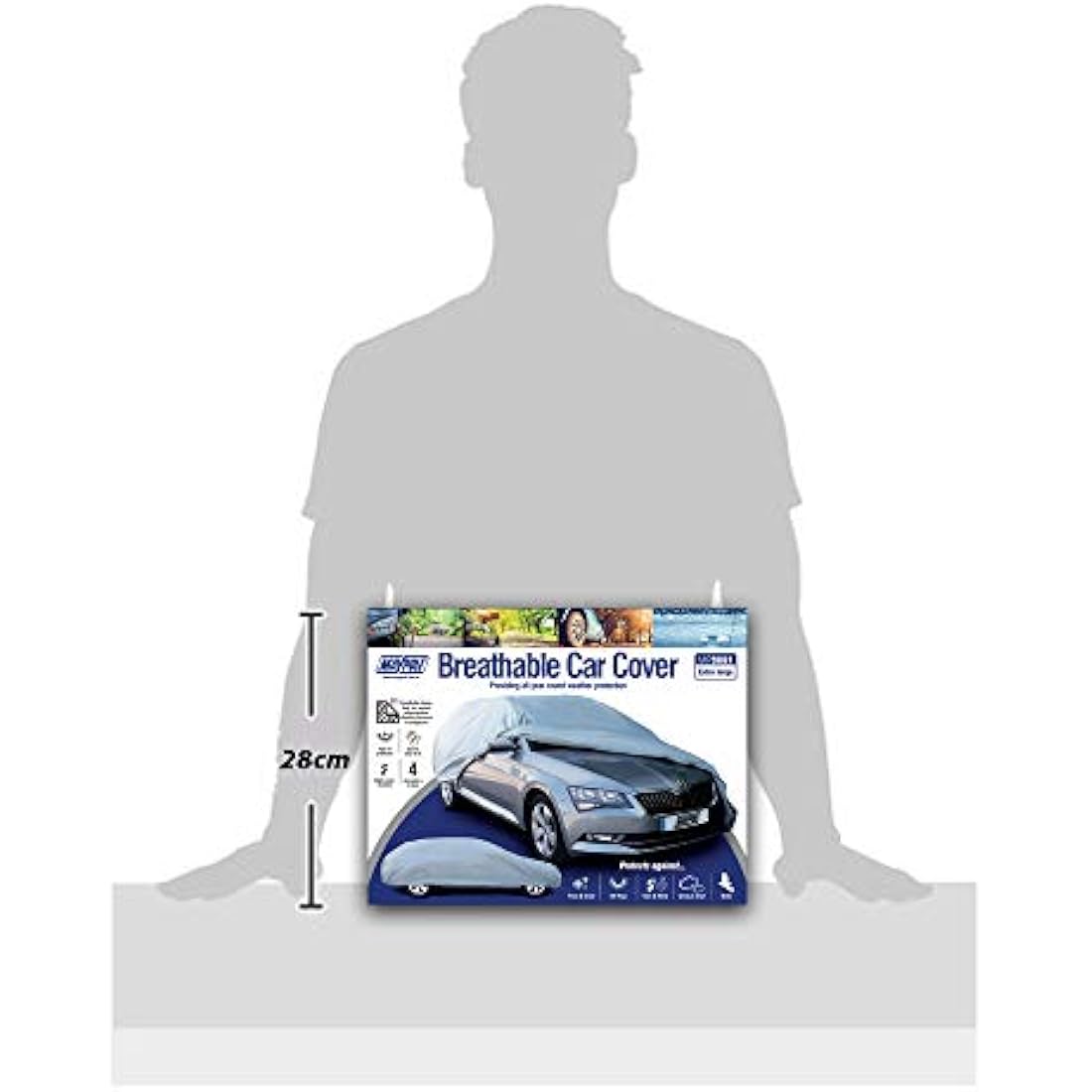 Maypole Breathable Full Cover for Extra Large Cars Water Resistant, Grey