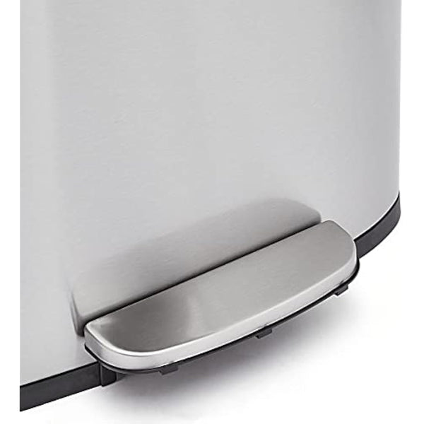 Amazon Basics Rectangular Soft-Close Rubbish Bin with Plastic Lid, 50 Litres, Satin Nickel