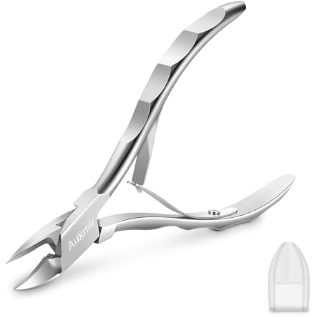 Auxmir Toenail Clippers, Precision Nail Clippers for Thick or Ingrown Toenails, 5" Sharp Curved Stainless Steel Nail Cutters, Professional Nippers Grooming Tool, Safety Cover Included