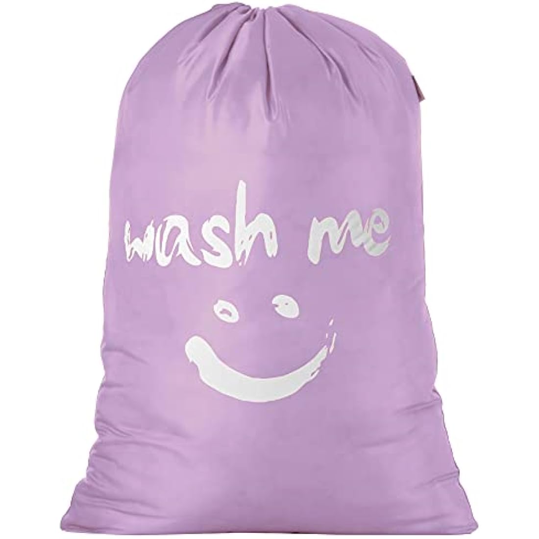 IHOMAGIC Extra Large Laundry Bag with Drawstring, Jumbo Size Washing Bag - Foldable Clothes Bag, Smile Durable Fabric Polyester Storage Bag for College Dorm Hotel Gym 61x92cm Purple