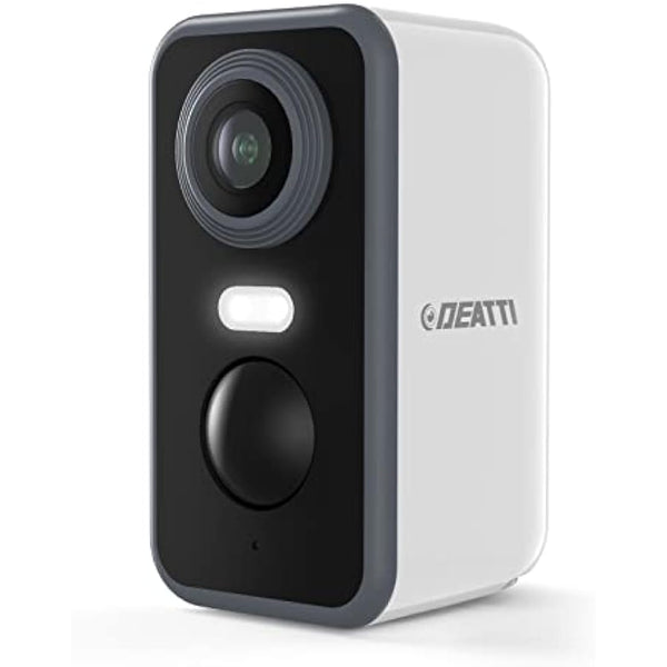 DEATTI Security Camera Outdoor Wireless, 2K Battery Operated WiFi CCTV Camera Systems, Outdoor/Indoor Home Security Camera with Siren Floodlight, PIR Motion Detection, 2-way Audio, IP66 Waterproof