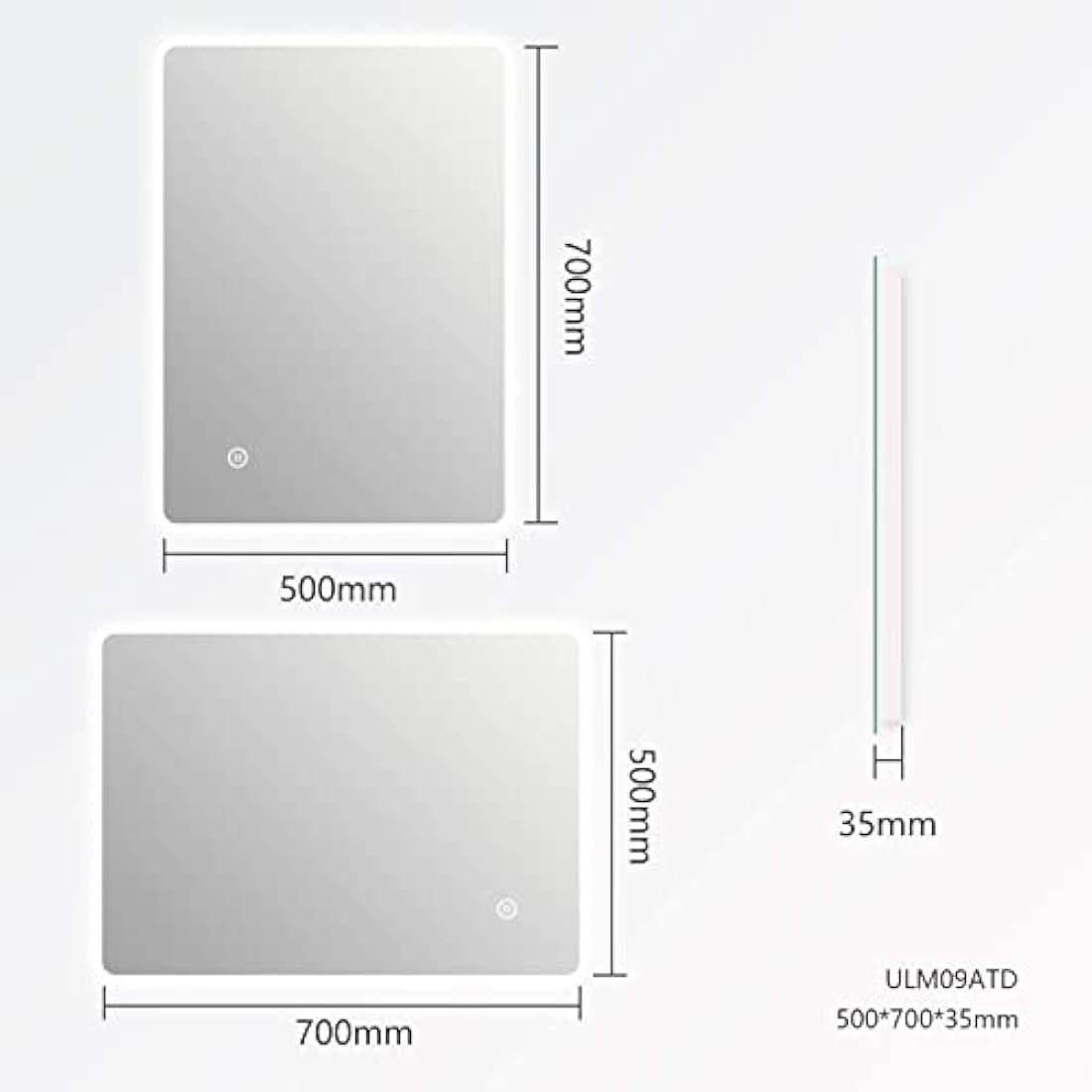 EMKE 500 X 700 mm LED Illuminated Bathroom Mirror with Lights and Demister Pad, Wall Mounted Touch Sensor Bathroom Mirrors Anti Fog for Makeup Cosmetic, IP44 Rated