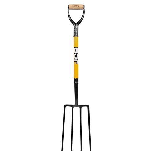 JCB - Professional Solid Forged Contractors Fork - Garden Fork Heavy Duty Professional Site and Gardening Tools - for Home Improvement, Digging, Mucking Out, Manure, Garden Borders, Weeding