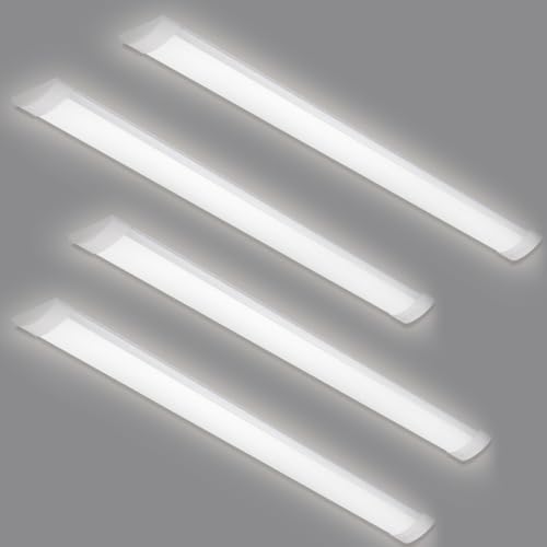 HUMIGA 4 Pack 5FT LED Batten Light, 50W 4500LM Slim Profile Wide Tube Lighting for Ceiling of Indoor Home Garage Shop Office, PC Body, Neutral White 4000K