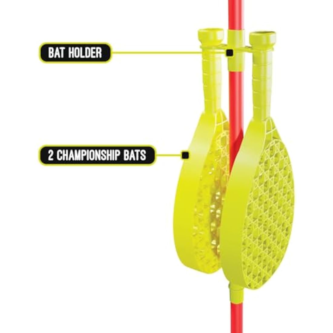 Classic All Surface Swingball Set, Real Tennis Ball, Championship Bats, All Surface Base with Integrated Carry Case for Transportation, For ages 6+ to Adult, Classic Outdoor Games, Red and Yellow