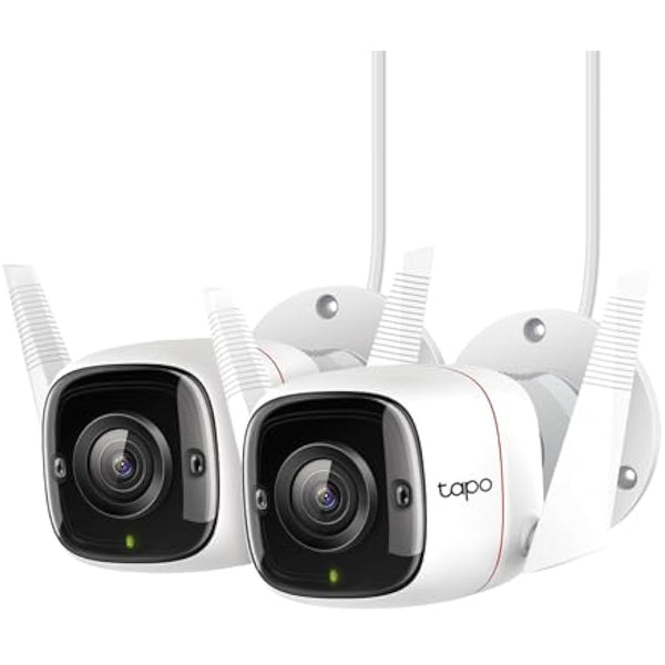 Tapo C310P2 2-Pack 2K Security Camera Outdoor Wired, Outdoor Camera No Monthly Fee, AI Detection, Advanced Night Vision, Two-Way Talk, IP66 Weatherproof, Works with Alexa & Google