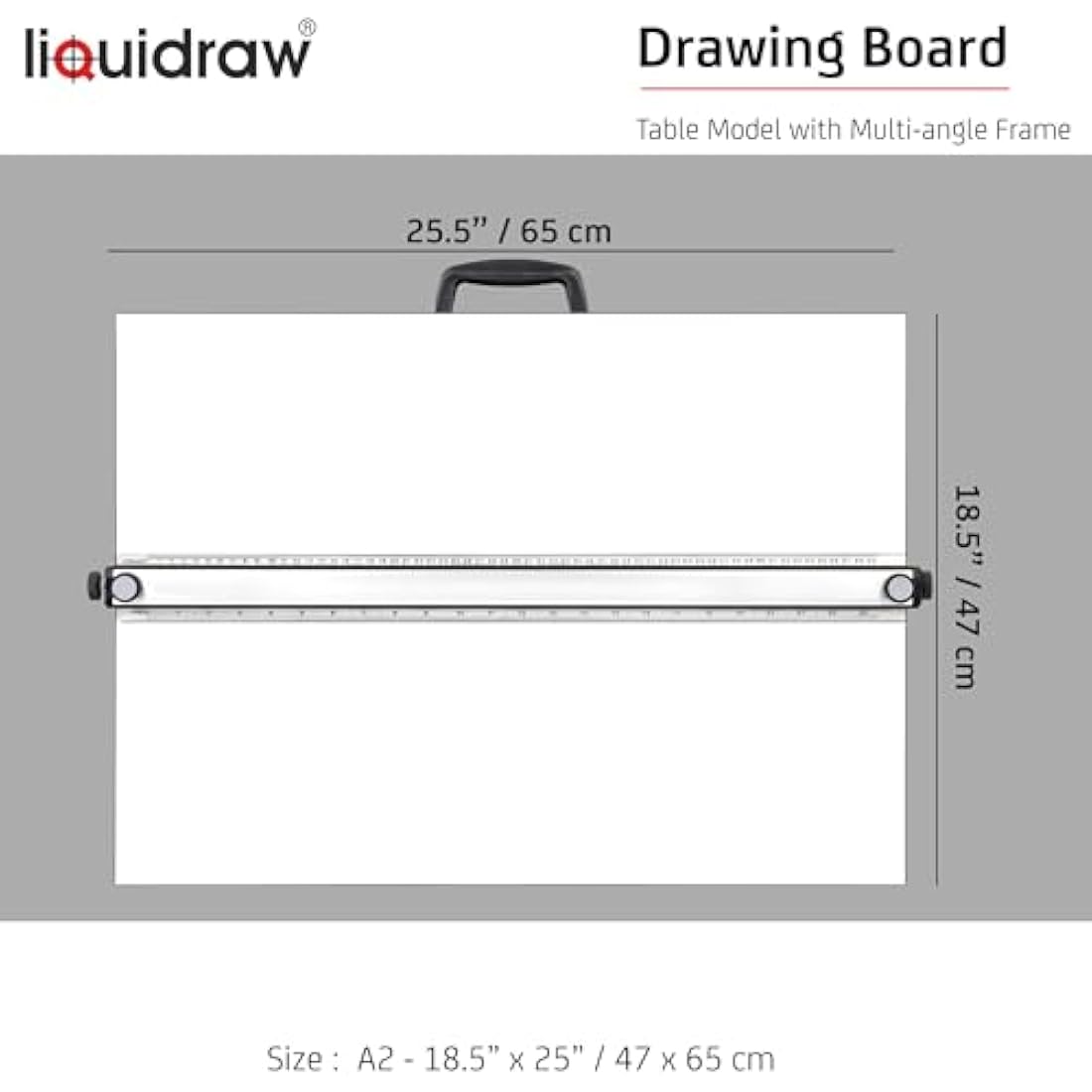 Liquidraw A2 Drawing Board Parallel Motion, Table Model with 5 Adjustable Working Angles, Includes Drawing Board Clips & Set Square, TTM02, White