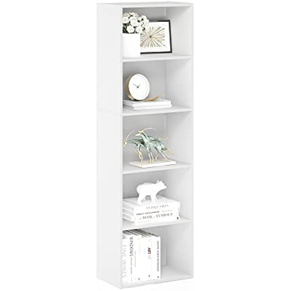 Furinno Luder 5-Tier Reversible Color Open Shelf Bookcase, White