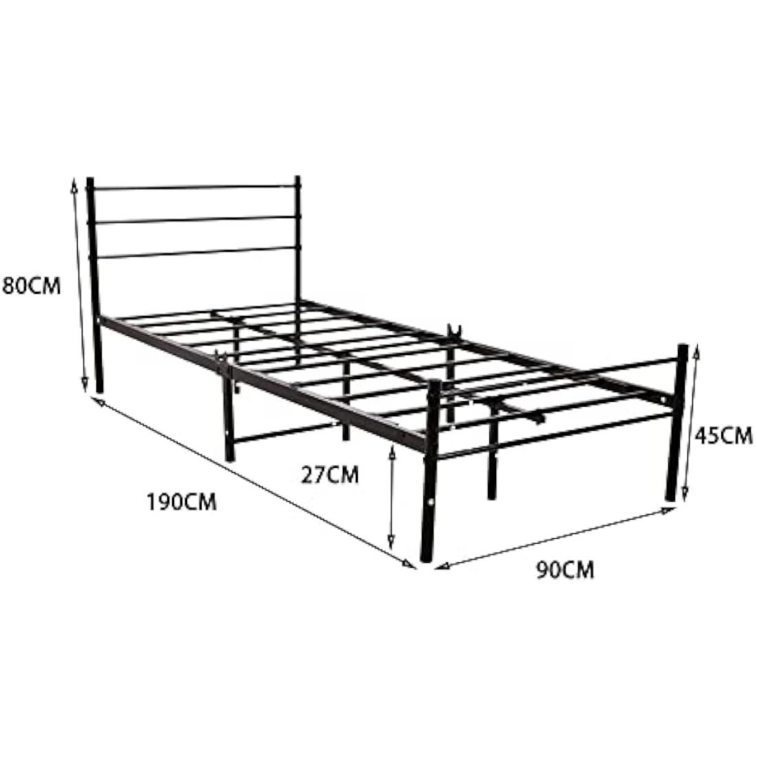 Diahomy Single Bed Frames 3ft Metal Platform Bed Frame with Headboard and Footboard/Heavy Duty/Mattress Foundation/Under Bed Storage/For Adults,Kids, Teenagers/Black