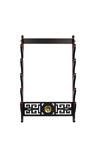 Dfdvye Sword Holder Katana Wall Mount - 5-Tier Tai Chi icon Velvet Padded Katana Holder Samurai Sword Display Rack Wand Lightsabe Wakizashi Sword