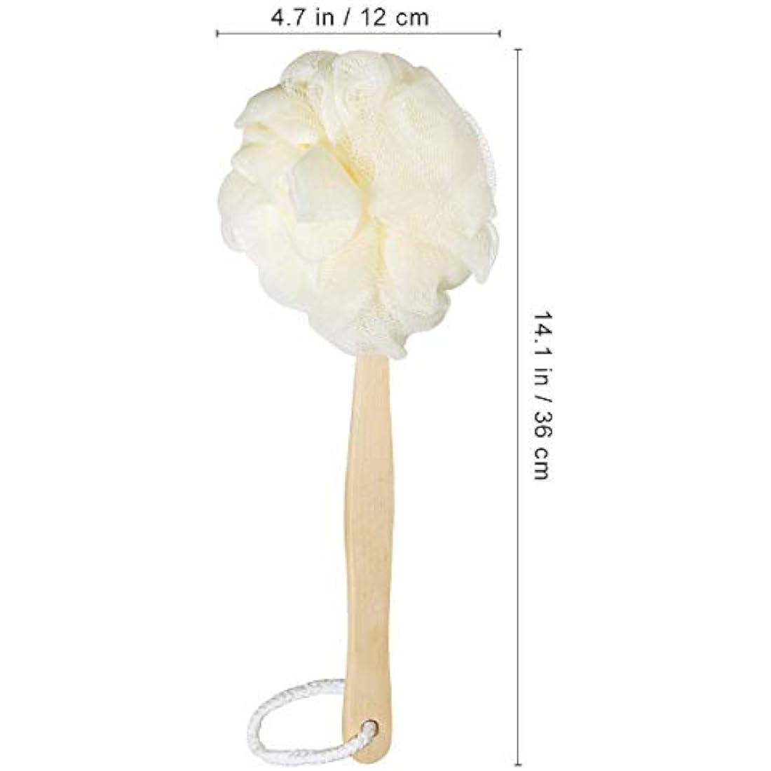 Healifty Body Scrubber for Shower with Wooden Long Handle Loofah, Body Shower Brush Back Scrubber, Loofah Sponge for Use in Shower and Bath, Exfoliate Dead Skin for Women, Men, Seniors