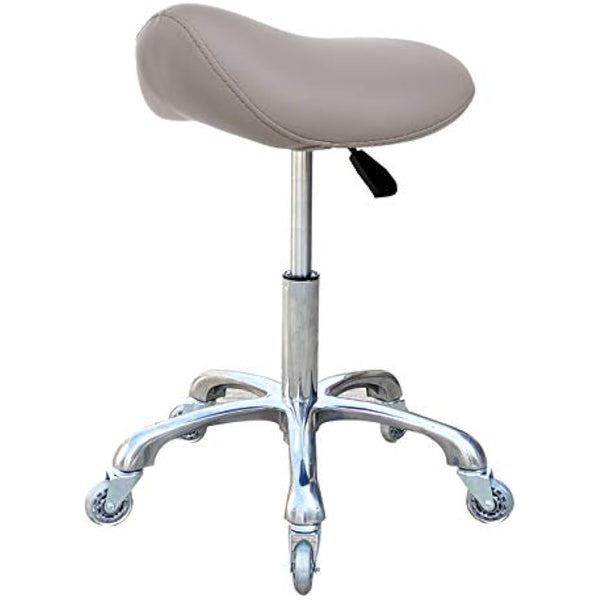FRNIAMC Professional Saddle Stool with Wheels Ergonomic Swivel Rolling Height Adjustable for Clinic Dentist Beauty Salon Tattoo Home Office (Grey)