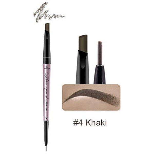 HeyBeauty Eyebrow Pencil with Brow Brush, Double Ended Eyebrow Pen, Automatic Makeup Cosmetic Tool (Khakl Coffee)