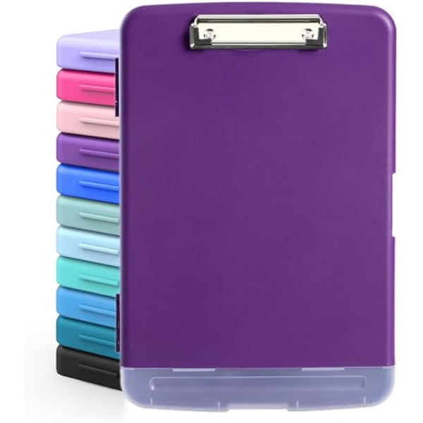 DMFLY Clipboard with Storage, Heavy Duty Clip Boards with Pen Holder, A4 Plastic Clipboards with Compartment, Holds 6+ Pencils and 200+ Sheets, Strong Clipboards with Low Profile Clip, Great for Work