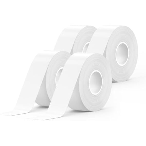 SUPVAN E10 & E11 & E16 Label Maker Tape, 4 Rolls 15mm × 6m Genuine Continuous Laminated Thermal Label Tape Refill, Waterproof Oilproof Child-Safe Durable Auto Detect Labels, Black on White