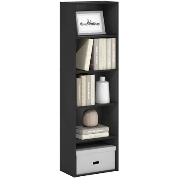 Furinno Luder 5-Tier Reversible Color Open Shelf Bookcase, Blackwood