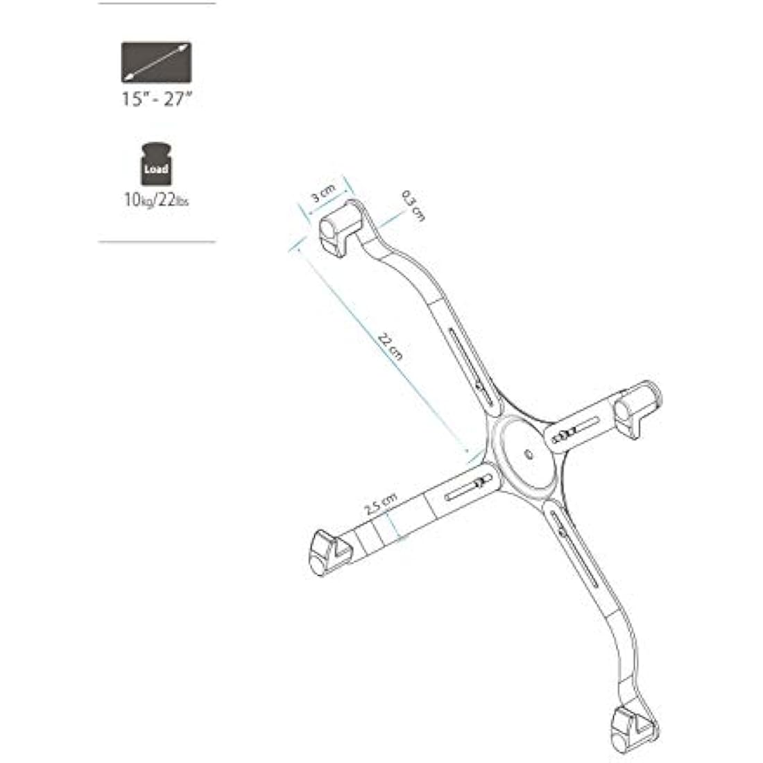 hjh OFFICE 802001 VESA Adaptor for 15-27 Inch Monitors without VESA Hole Pattern VM-A4 Steel Adapter Set Maximum Load 10 kg