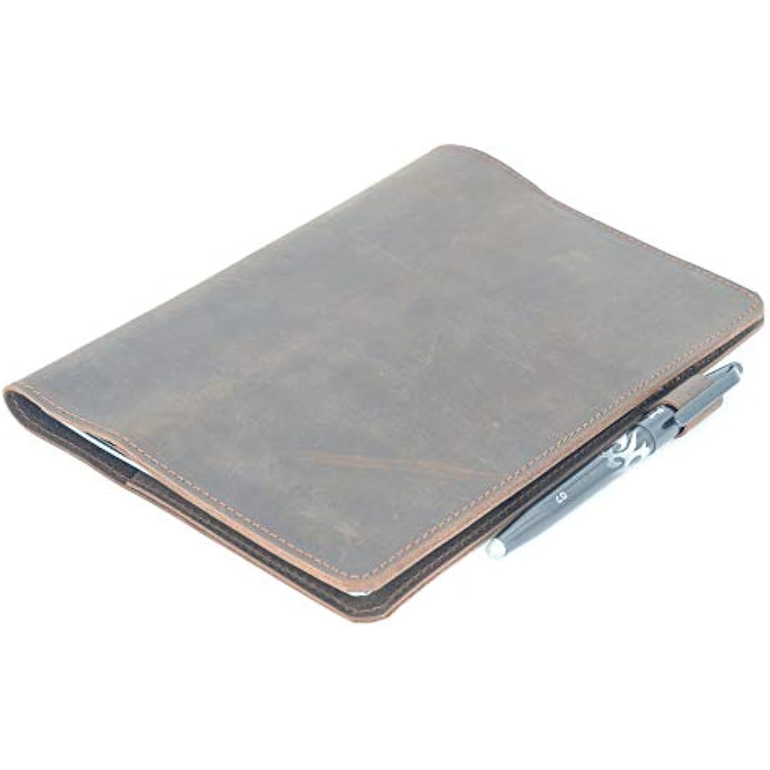 JJNUSA Compatible with Rocketbook Cover Smart Business Handmade Distressed Genuine Leather Notebook Cover for Everlast, Fusion, Wave Moleskin A4 with Pen Loop & Card Holder Letter 11" x 8.5" Darkbrown
