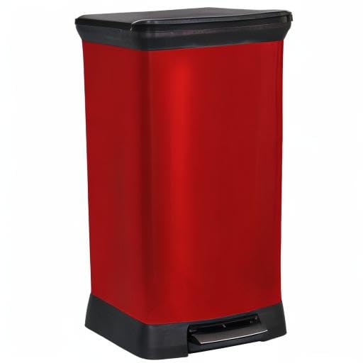 Curver Metal Effect 70% Recycled Kitchen Pedal Touch Deco Bin 50 Litres - Silver