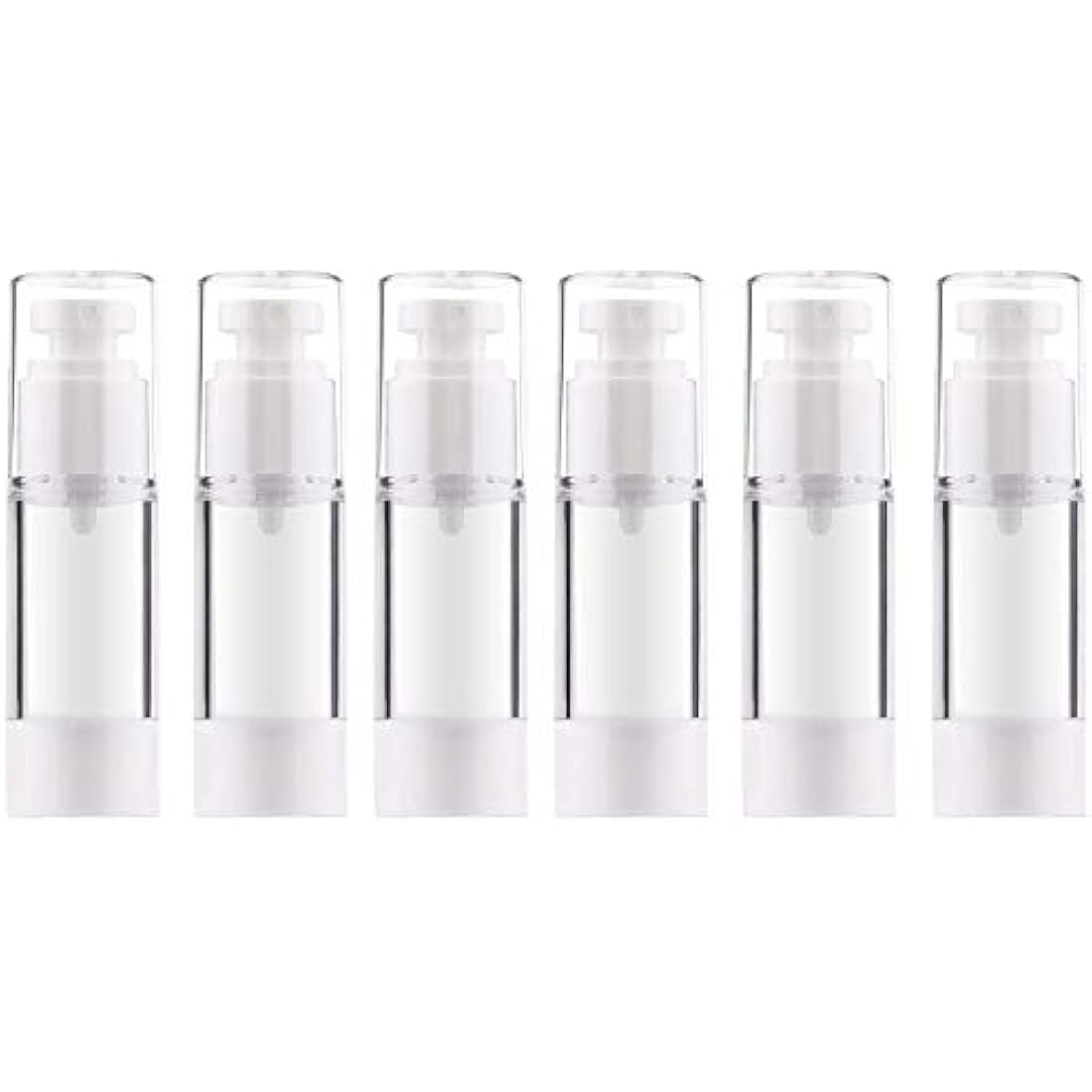 Alledomain 6Pcs Airless Pump Bottle | Refillable Empty Clear Travel Lotion Pump Containers/Vacuum Press Pump Bottles for Foundation, Essence, Lotion (30ml)